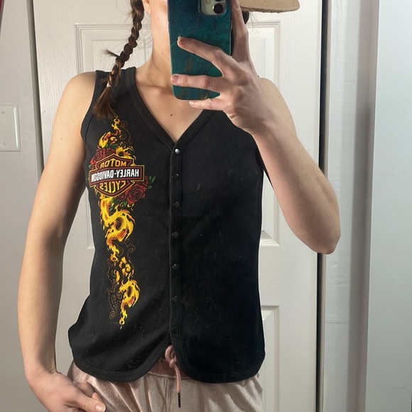 Harley Davidson NEW Graphic Flame Tank Top Size Medium - Picture 2 of 5